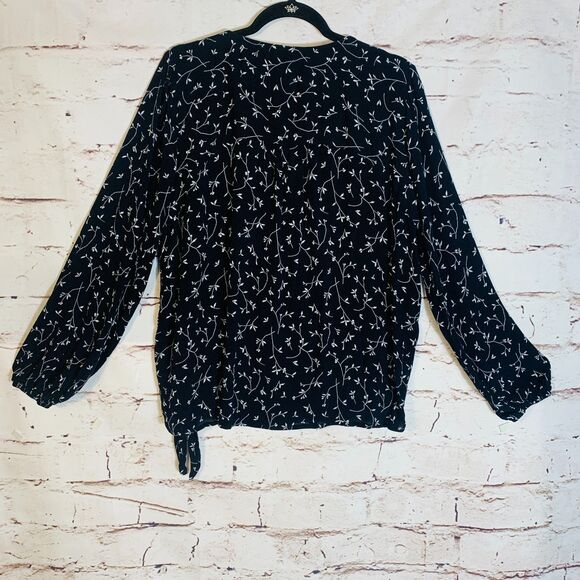 Universal Thread XXL Wrap Floral Tie Hem Long Sleeve Boho Cottagecore Blouse Top - Picture 2 of 7